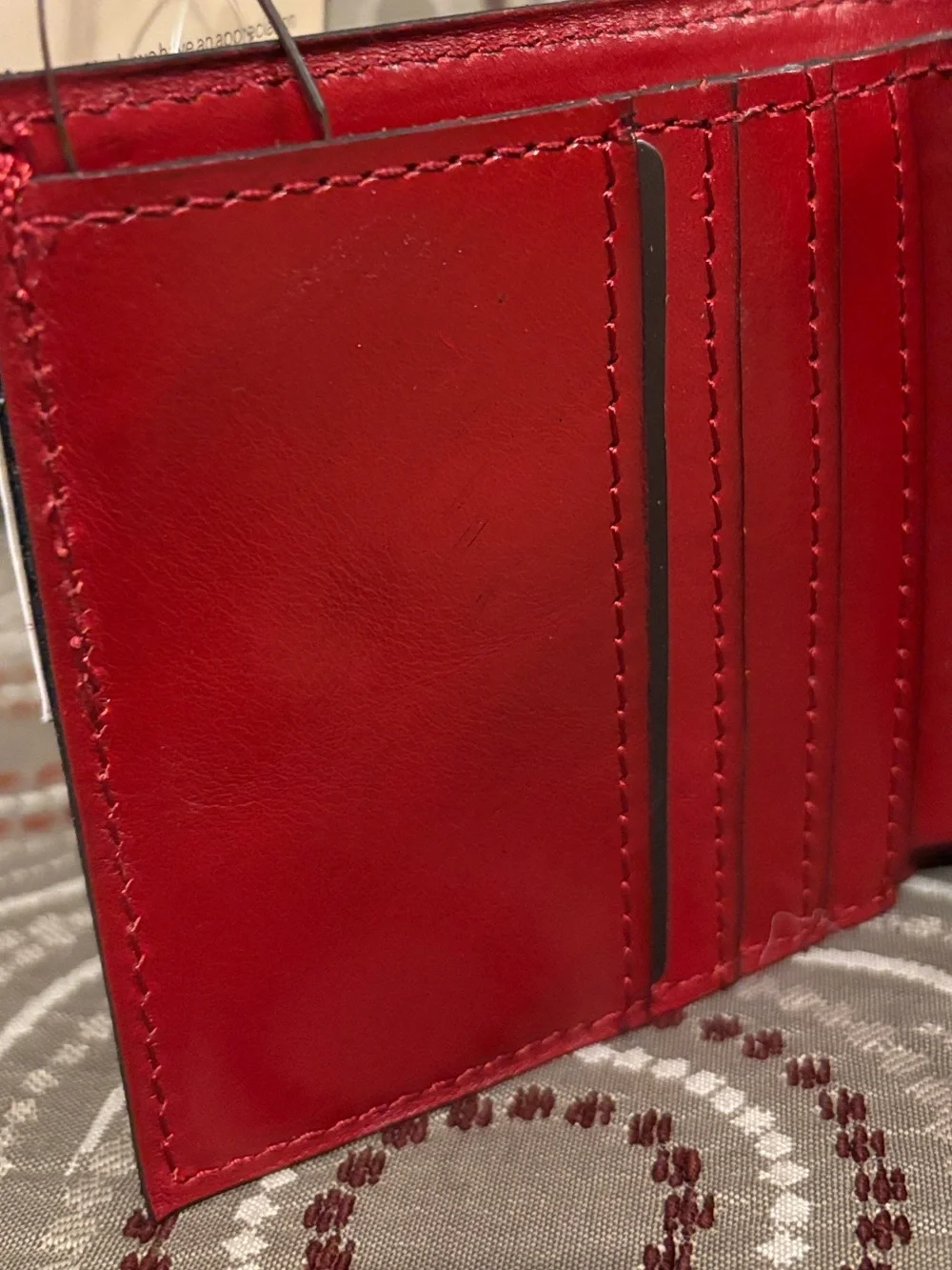 Patricia Nash Red Leather Snap Card Wallet